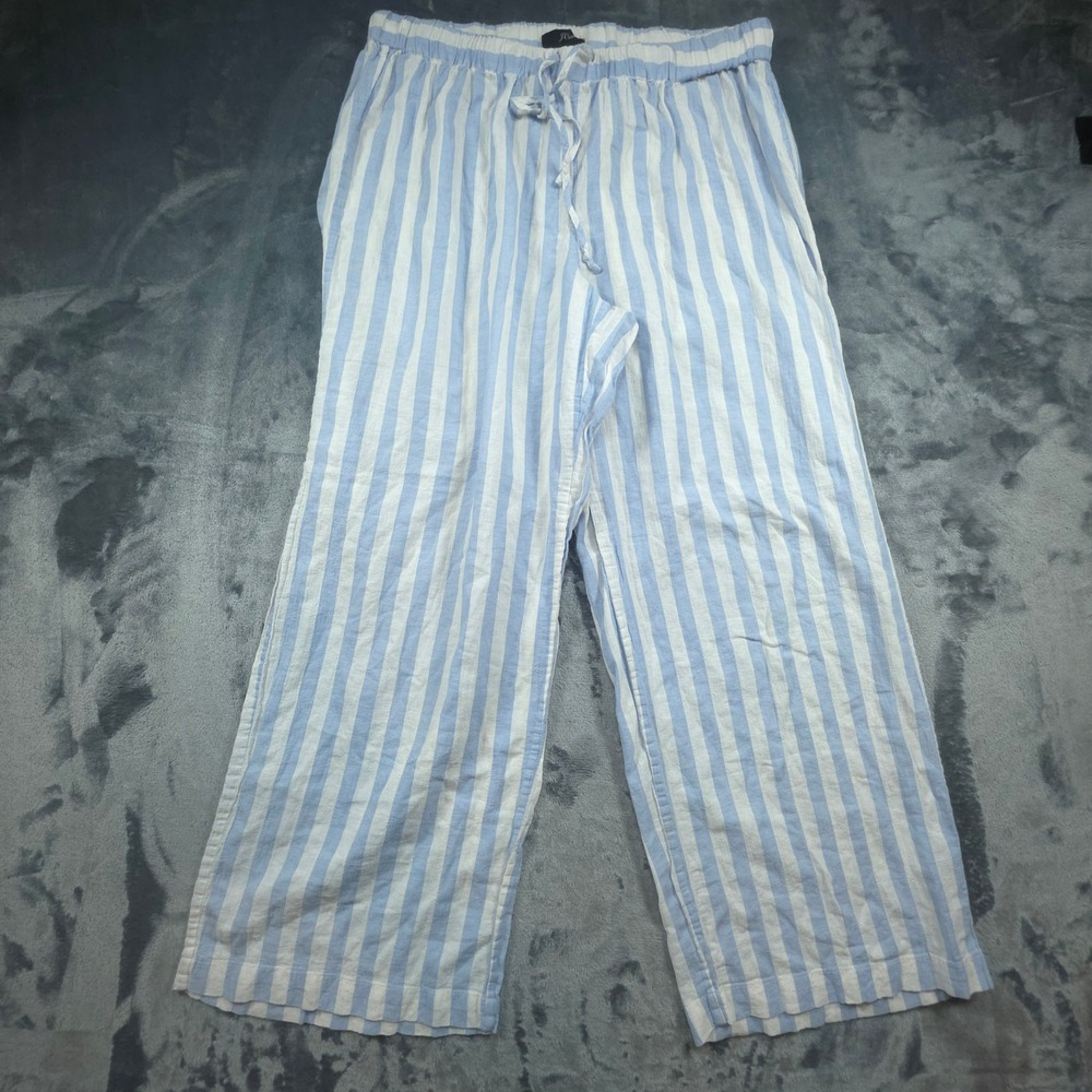J.Crew Blue White Striped Pajama Pants Cotton Blend Drawstring K5087